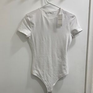 White Short Sleeve Bodysuit Abercrombie & Fitch